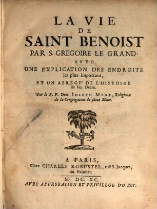 La vie de Saint Benoist