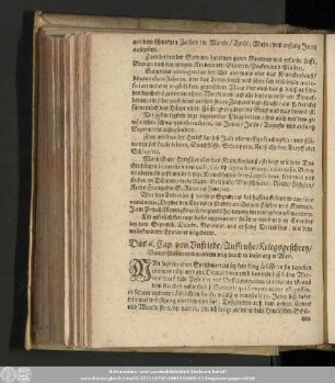 Das 6. Cap. von Unfriede/ Auffruhr/ Kriegsgeschrey/ Brandtschaden und anderem ungemach in dieser argen Welt.