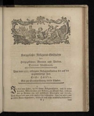 Kurzgefaßte Religions-Geschichte der Herzogthümer Bremen und Verden. Dritter Abschnitt. Von dem 1555. erfolgten Religionsfrieden bis auf die gegenwärtige Zeit. Erste Hälfte. Bis zur Secularisirung dieser Länder.
