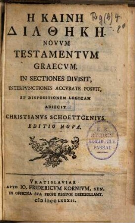Hē Kainē Diathēkē : = Novvm Testamentvm Graecvm