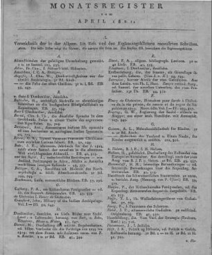Monatsregister April