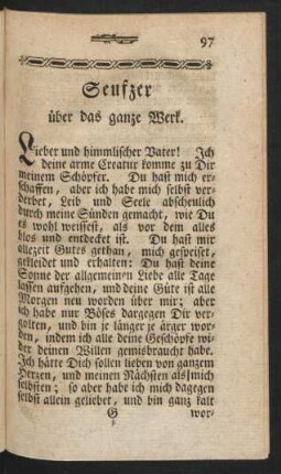 Seufzer über das ganze Werk.