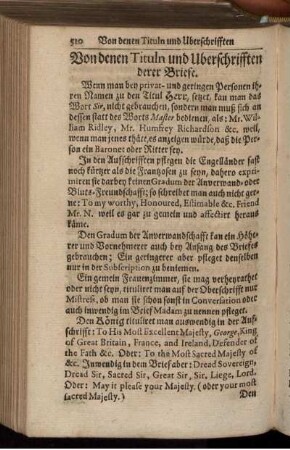 Von denen Tituln und Uberschrifften derer Briefe.