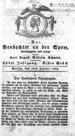 1. Stueck, 7. Januar 1828