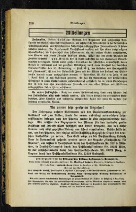 An unsere sehr geehrten Bezieher!