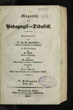 6: Magazin für Pädagogik und Didaktik - 6.1841
