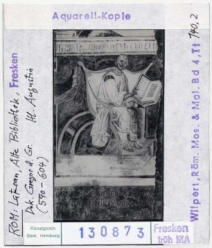 Rom: Lateran, Alte Bibliothek, Hl. Augustinus, Aquarell-Kopie