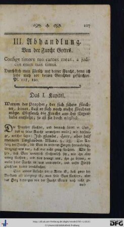 III. Abhandlung. Von der Furcht Gottes.