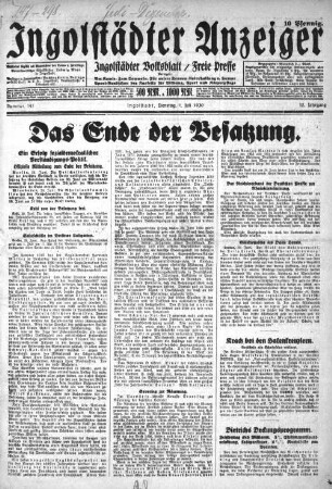 Ingolstädter Anzeiger : Ingolstädter Volksblatt ; Freie Presse. 12, 2. 1930