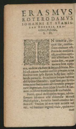 Erasmus Roterodamus Iohanni Et Stanislao Boneris, Fratribus, Polonis ...