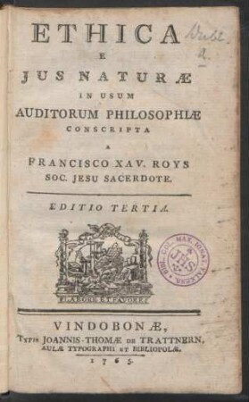 Ethica Et Ius Naturæ In Usum Auditorum Philosophiæ