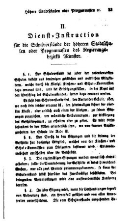 Dienst-Instruction für die Schulvorstände der höheren Stadtschulen oder Progymnasien des Regierungsbezirks Münster