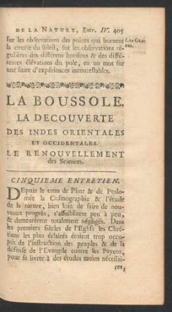 Cinquieme entretien. La boussole. [...]