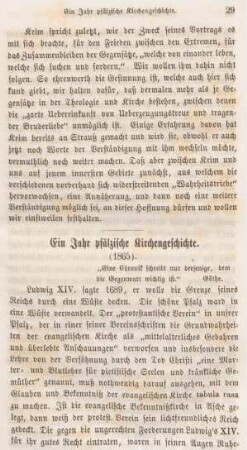 29-68 Ein Jahr pfälzische Kirchengeschichte : 1865