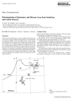 Paleomagnetism of quaternary and miocene lavas from north-east and central Morocco