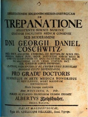 Dissertationem solemn. med.-chir. de trepanatione