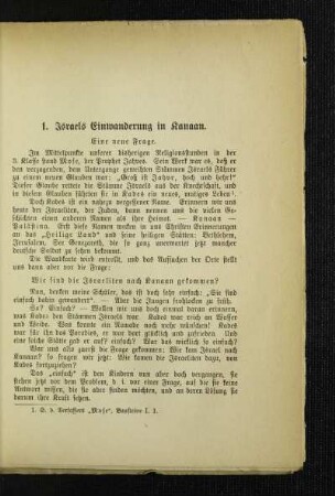 1. Israels Einwanderung in Kanaan