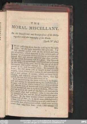 On the Omniscience and Omnipresence of the Deity, together with the immensiry of his Works.