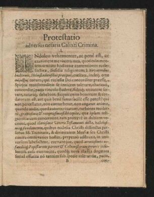 Protestatio adversus nesaria Calixti Crimina.