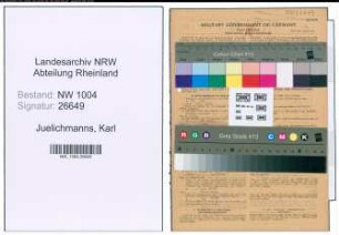 Entnazifizierung Karl Juelichmanns , geb. 02.07.1895 (Kaufmann)