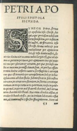 Petri Apostoli Epistola Secunda.