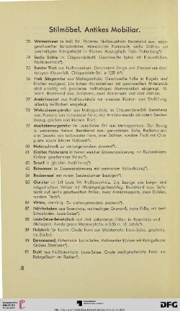 Stilmöbel. Antikes Mobiliar (Nr. 73-179)