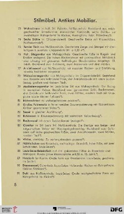 Stilmöbel. Antikes Mobiliar (Nr. 73-179)