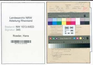 Entnazifizierung Hans Roeder , geb. 25.08.1889 (Studienrat)