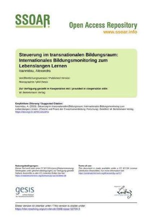 Steuerung im transnationalen Bildungsraum: Internationales Bildungsmonitoring zum Lebenslangen Lernen
