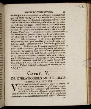 Caput V. De Operationibus Metus Circa Ultimas Voluntates.