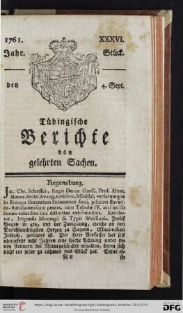 [XXXVI.-XL. Stück] (September 1761)