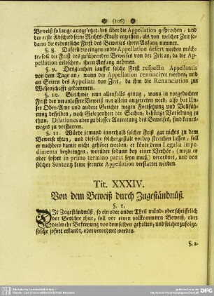Tit. XXXIV. Von dem Beweiß durch Zugeständnüß