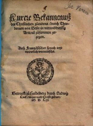 Kurtze Bekanntnuß des Christlichen glaubens