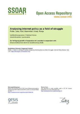 Analysing internet policy as a field of struggle
