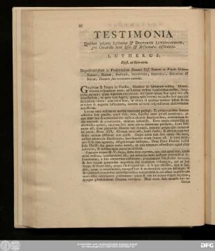 Testimonia Quaedam insignia Lutheri & Doctorum Lutheranorum, pro Concordia inter ipsos & Reformatos instituenda.