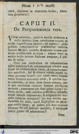 Caput II. De Peripneumonia vera.