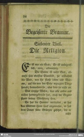 Siebenter Theil. Die Religion