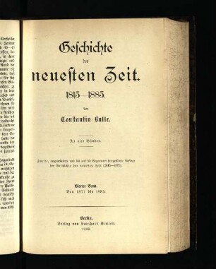 Bd. 4: Von 1871 bis 1885