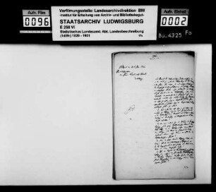 Antworten des fürstlich Waldburg-Wolfegg'schen Kanzleirats und Archivars Bodent zu Offenen Fragen der OAB, beantwortet aus 'Archival-Urkunden'