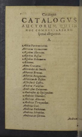 Catalogus auctorum, qui in hoc commentario dispersè allegantur.