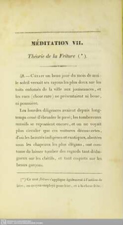 Méditation VII. Théorie de la Friture
