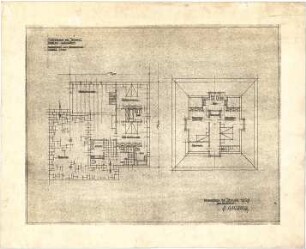 Bestelmeyer, German; Berlin - Wannsee; Landhaus und Gästehaus Dr. Jeidels - Gästehaus (Grundriss EG und DG)