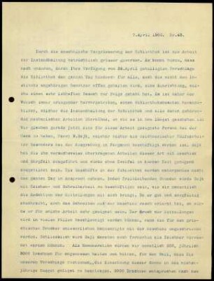 Bericht des ersten Sekretars an das General-Sekretariat