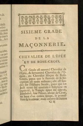 101-132, Sixieme Grade De La Maçonnerie.