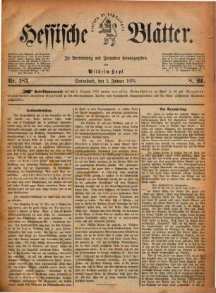 Hessische Blätter : in Verbindung mit Freunden .... 8 = Nr. 183/284. 1876