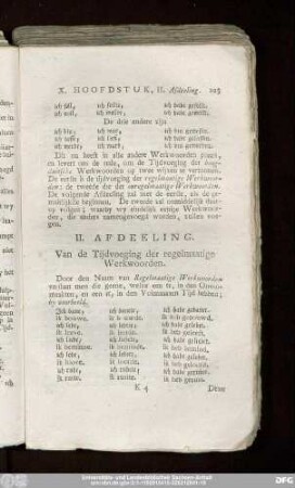 II. Afdeeling. Van de Tijdvoeging der regelmaatige Werkwoorden.