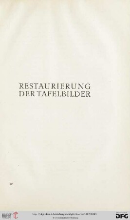 Restaurierung der Tafelbilder