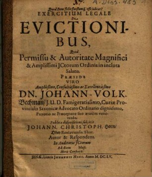 Exercitium Legale De Evictionibus