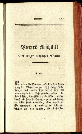 Vierter Abschnitt Von einigen künstlichen Luftarten.
