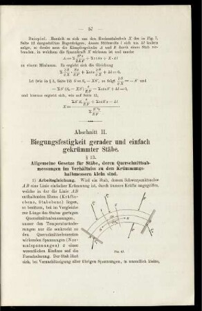 Abschnitt II. Biegungsfestigkeit gerader und einfach gekrümmter Stäbe.